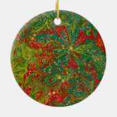 Christmas Green Red Gold abstract gemarmerd Keramisch Ornament (Achterkant)