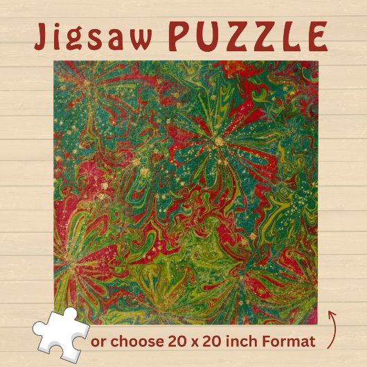 Christmas Green Red Gold abstract marbled  Legpuzzel
