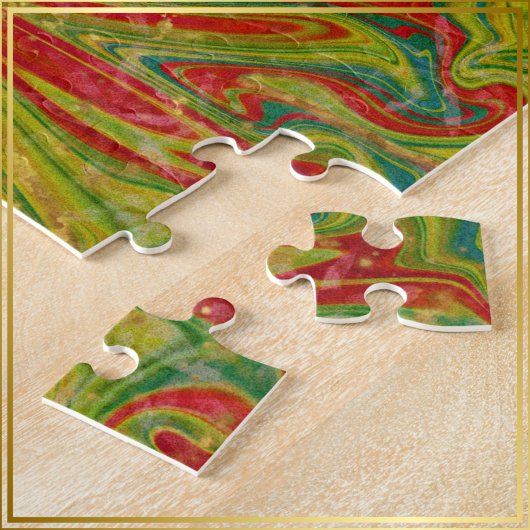 Christmas Green Red Gold abstract marbled  Legpuzzel