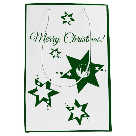 Christmas Green Stars Lawn Service  Medium Cadeauzakje (Voorkant)