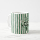 Christmas Green Stripes Snowflake Koffiemok (Voorkant links)