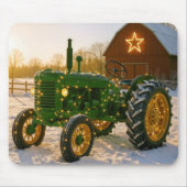 Christmas Green Tractor With Glowing Lights Muismat (Voorkant)