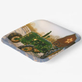 Christmas Green Tractor With Glowing Lights Papieren Bordje (Gebogen)