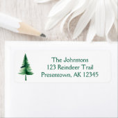 Christmas Green Waterverf Pine Tree Etiket (Insitu)