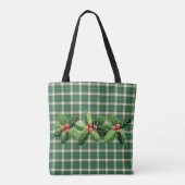 Christmas Green White Plaid Tote Bag (Achterkant)