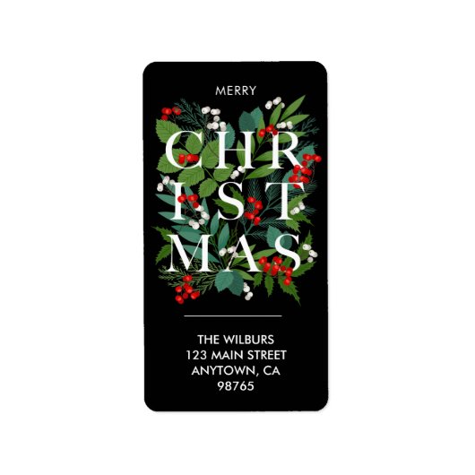CHRISTMAS Greenery Berries Adres Etiket (Voorkant)