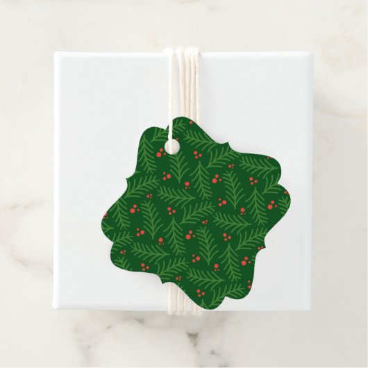 Christmas Greenery Berries Artisan Modern Holiday Bedankjes Labels (In situ)