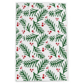 Christmas Greenery Berries Artisan Modern Holiday Medium Cadeauzakje (Voorkant)