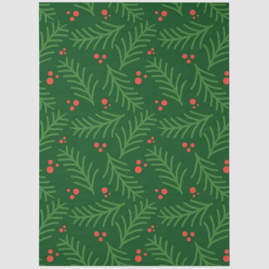Christmas Greenery Berries Artisan Modern Holiday Tissuepapier (Voorkant)