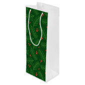 Christmas Greenery Berries Artisan Modern Holiday Wijn Cadeautas (Achterkant Gekanteld)