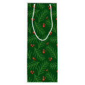 Christmas Greenery Berries Artisan Modern Holiday Wijn Cadeautas (Achterkant)