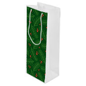 Christmas Greenery Berries Artisan Modern Holiday Wijn Cadeautas (Voorkant Gekanteld)