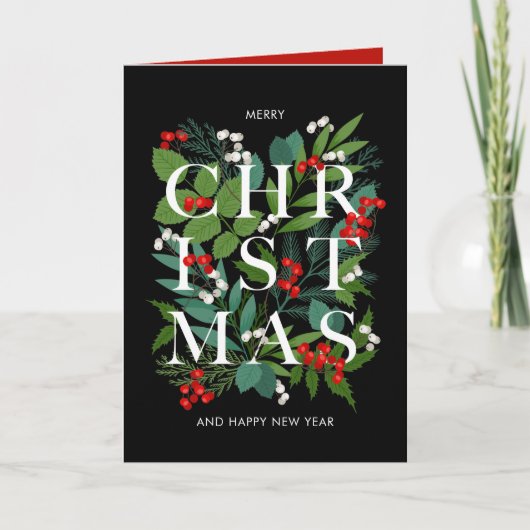 CHRISTMAS Greenery Berries Fotokaart Kaart (Voorkant)