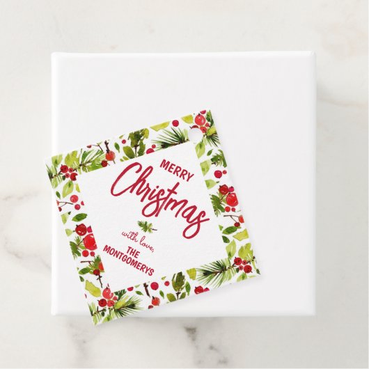 Christmas Greenery Berries Holiday Bedankjes Labels (In situ)