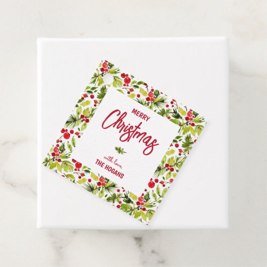 Christmas Greenery Berries Holiday Bedankjes Labels (In situ)