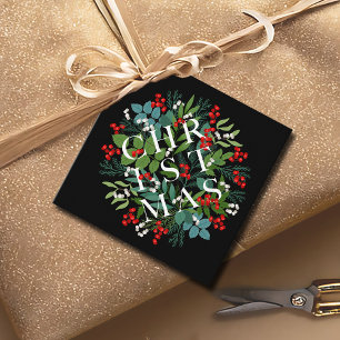 CHRISTMAS Greenery Berries Holiday Black Bedankjes Labels
