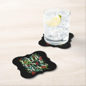 CHRISTMAS Greenery Berries Holiday Black Kartonnen Onderzetters (Insitu)