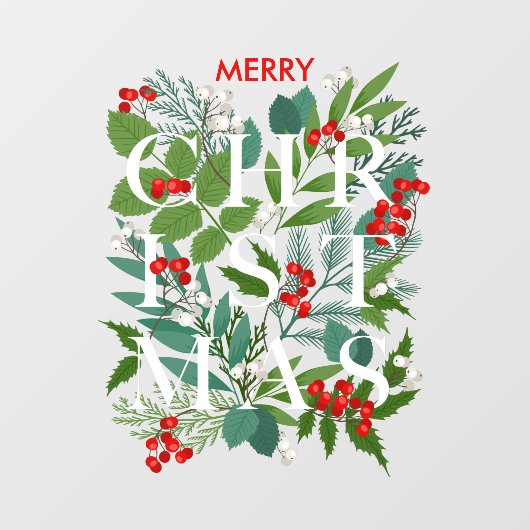 CHRISTMAS Greenery Berries Holiday LARGE Raamsticker (Vel)