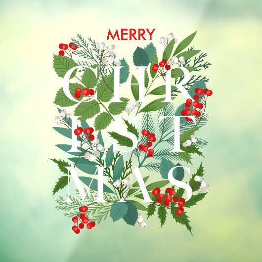 CHRISTMAS Greenery Berries Holiday LARGE Raamsticker (Vel 3)