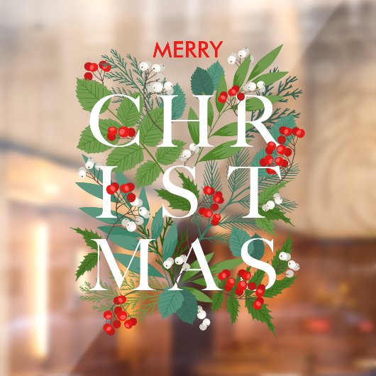 CHRISTMAS Greenery Berries Holiday LARGE Raamsticker (Vel 2)