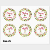 Christmas Greenery Berries Holiday Ronde Sticker (Vel)