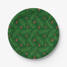 Christmas Greenery Berries Red Green Festive Mod Papieren Bordje