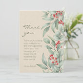 Christmas Greenery Berry Winter Baby Shower Bedankkaart (Staand voorkant)