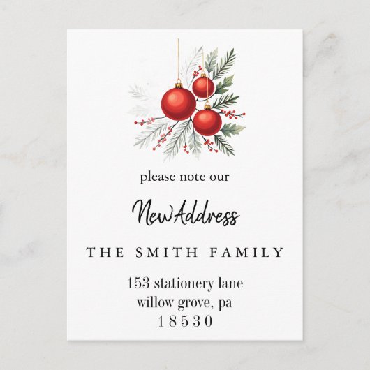 Christmas Greenery Change of Address Insert Card Aankondigingskaart (Voorkant)