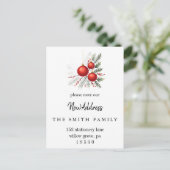 Christmas Greenery Change of Address Insert Card Aankondigingskaart (Staand voorkant)