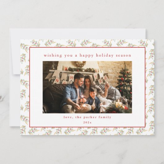 Christmas Greenery Christmas Holiday Kaart w / Fot (Voorkant)