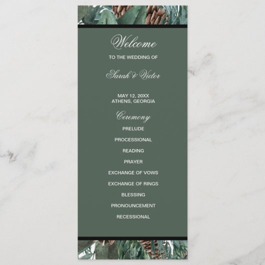 Christmas Greenery double side program card  Programmakaart (Voorkant)