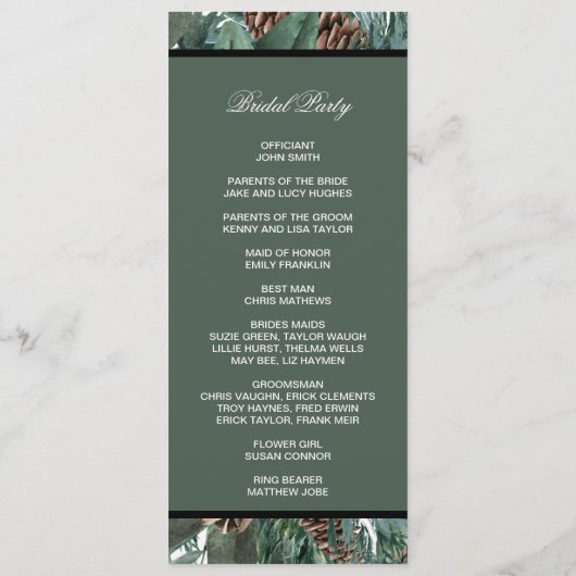 Christmas Greenery double side program card  Programmakaart (Achterkant)