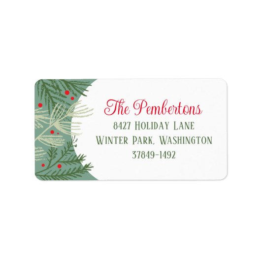 Christmas Greenery Holiday Adres Label (Voorkant)