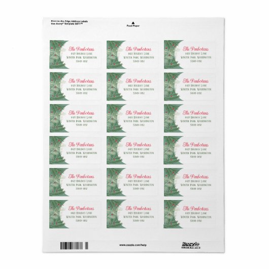 Christmas Greenery Holiday Adres Label (Full Sheet)