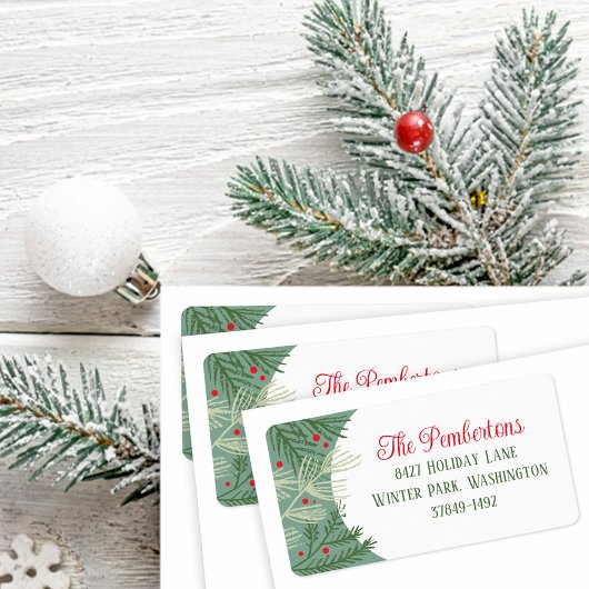 Christmas Greenery Holiday Adres Label