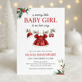 Christmas Greenery Merry Little Girl Baby Shower Kaart