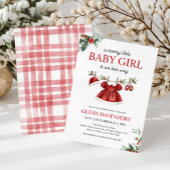 Christmas Greenery Merry Little Girl Baby Shower Kaart