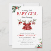 Christmas Greenery Merry Little Girl Baby Shower Kaart (Voorkant)