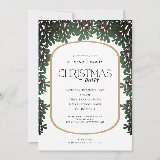 Christmas Greenery Mistletoe Kerstfeest Kaart (Voorkant)