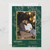 Christmas Greenery Pesonalized Photo Card Feestdagenkaart (Voorkant)