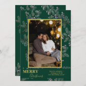 Christmas Greenery Pesonalized Photo Card Feestdagenkaart (Voorkant / Achterkant)