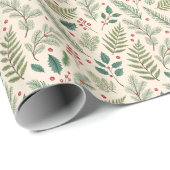 Christmas Greenery Red Berries Pine Tree Holiday  Cadeaupapier (Rol Hoek)