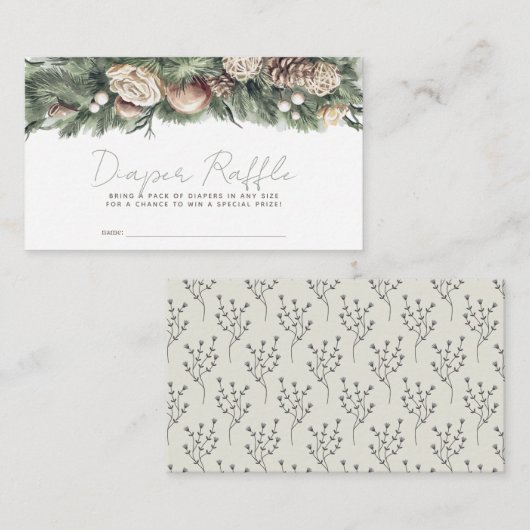 Christmas Greenery Swag Luier Raffle Ticket Informatiekaartje (Voorkant / Achterkant)