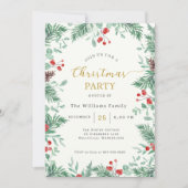 Christmas Greenery Watercolor Celebration Invitati Kaart (Voorkant)