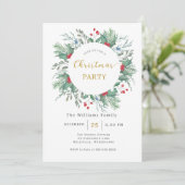 Christmas Greenery Watercolor Celebration Invitati Kaart (Staand voorkant)