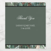 Christmas Greenery Wedding Wijn Etiket (Enkel label)