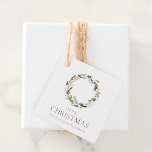 Christmas Greenery Wreath Bedankjes Labels (In situ)