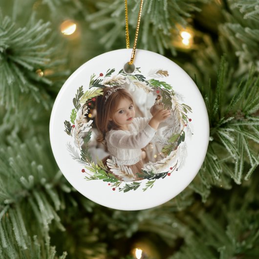 Christmas Greenery Wreath Keramisch Ornament (Boom)