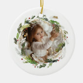 Christmas Greenery Wreath Keramisch Ornament (Voorkant)