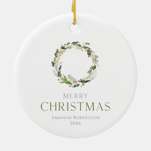 Christmas Greenery Wreath Keramisch Ornament (Achterkant)